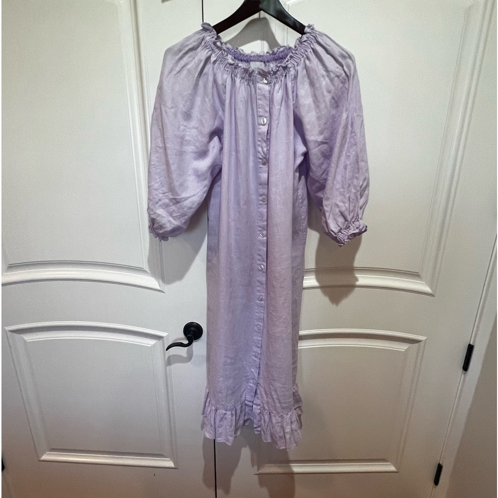 SLEEPER Women’s Lounge Dress-Linen-Button Up -One Size -Linen